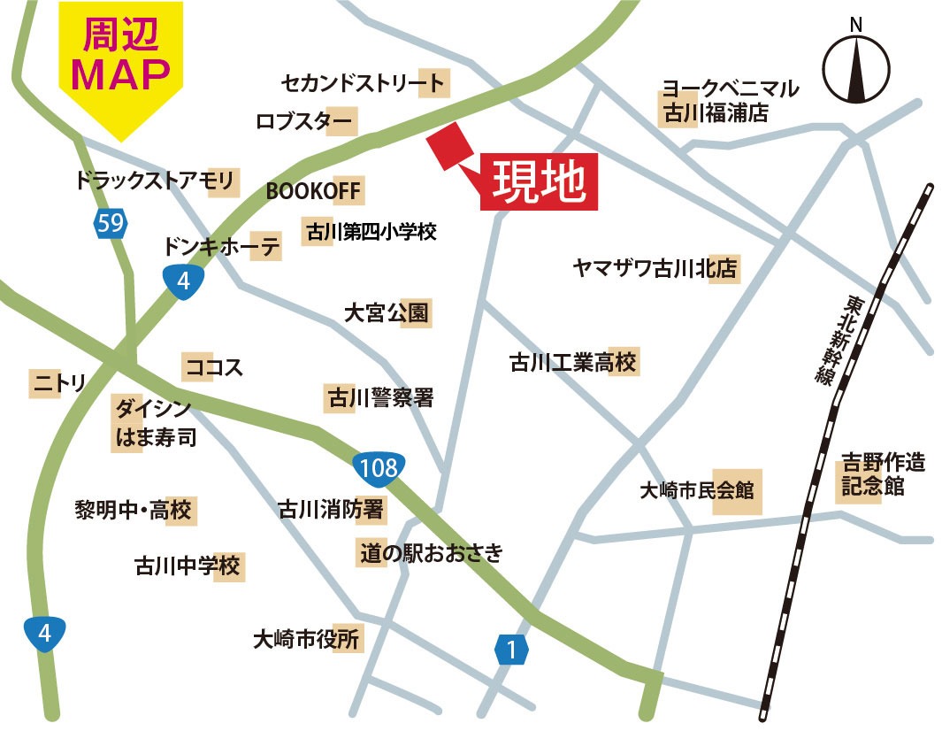 古川福浦周辺マップ