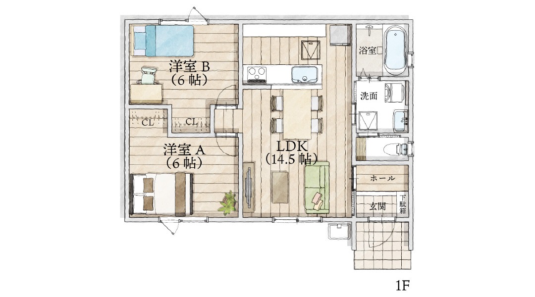 稲葉新堀間取りF